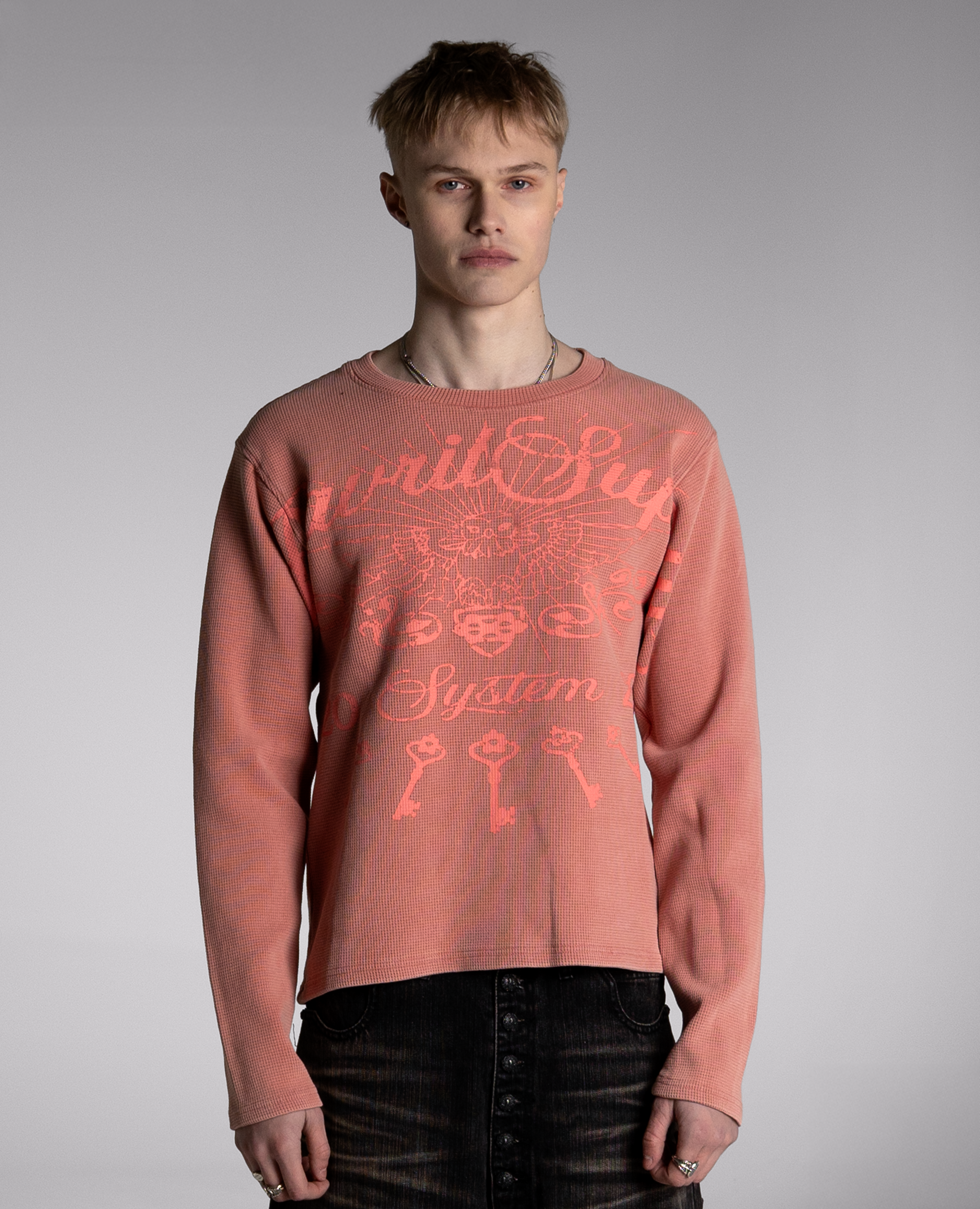 RED OPENING WAFFLE LONGSLEEVE