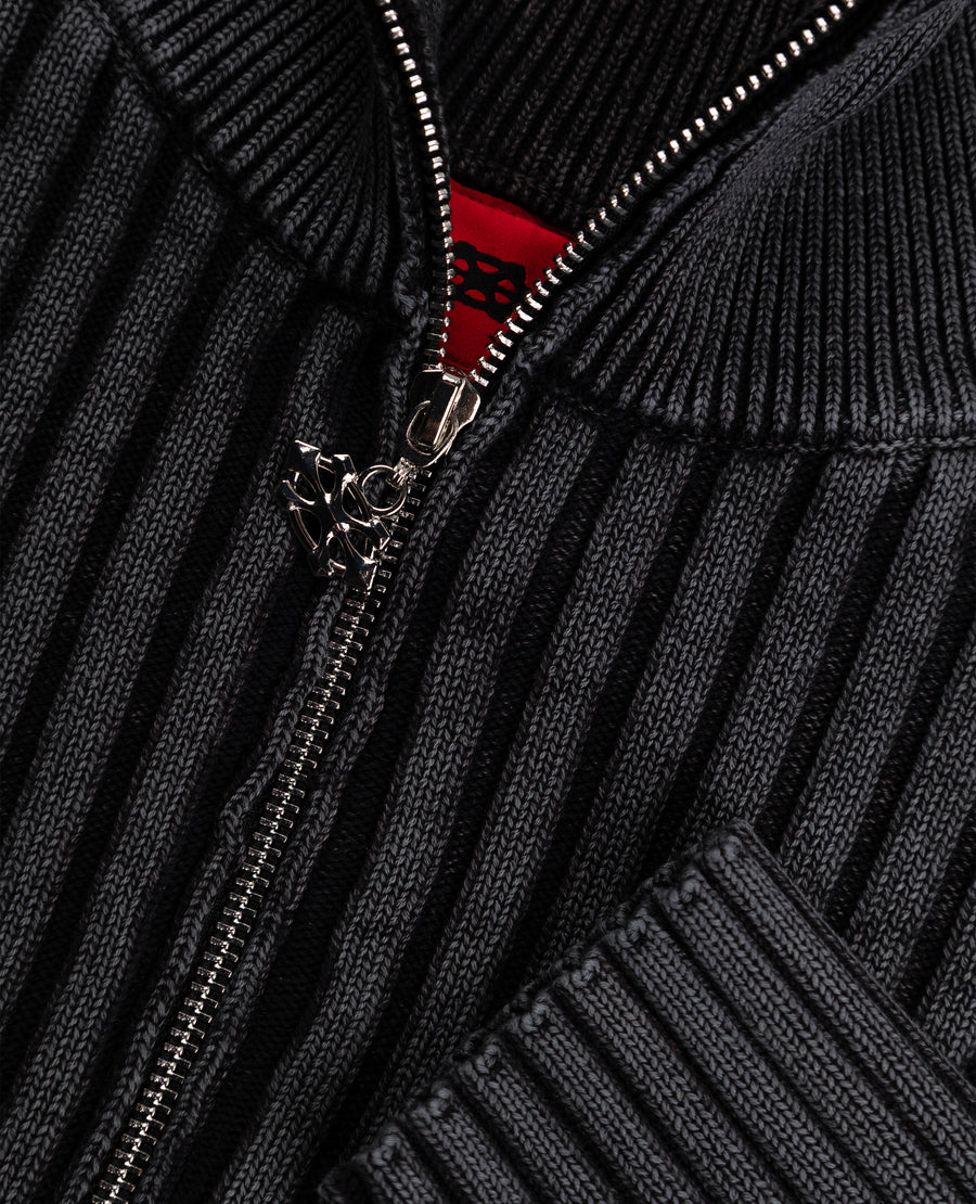 BLACK FITTED RIBBED KNITWEAR