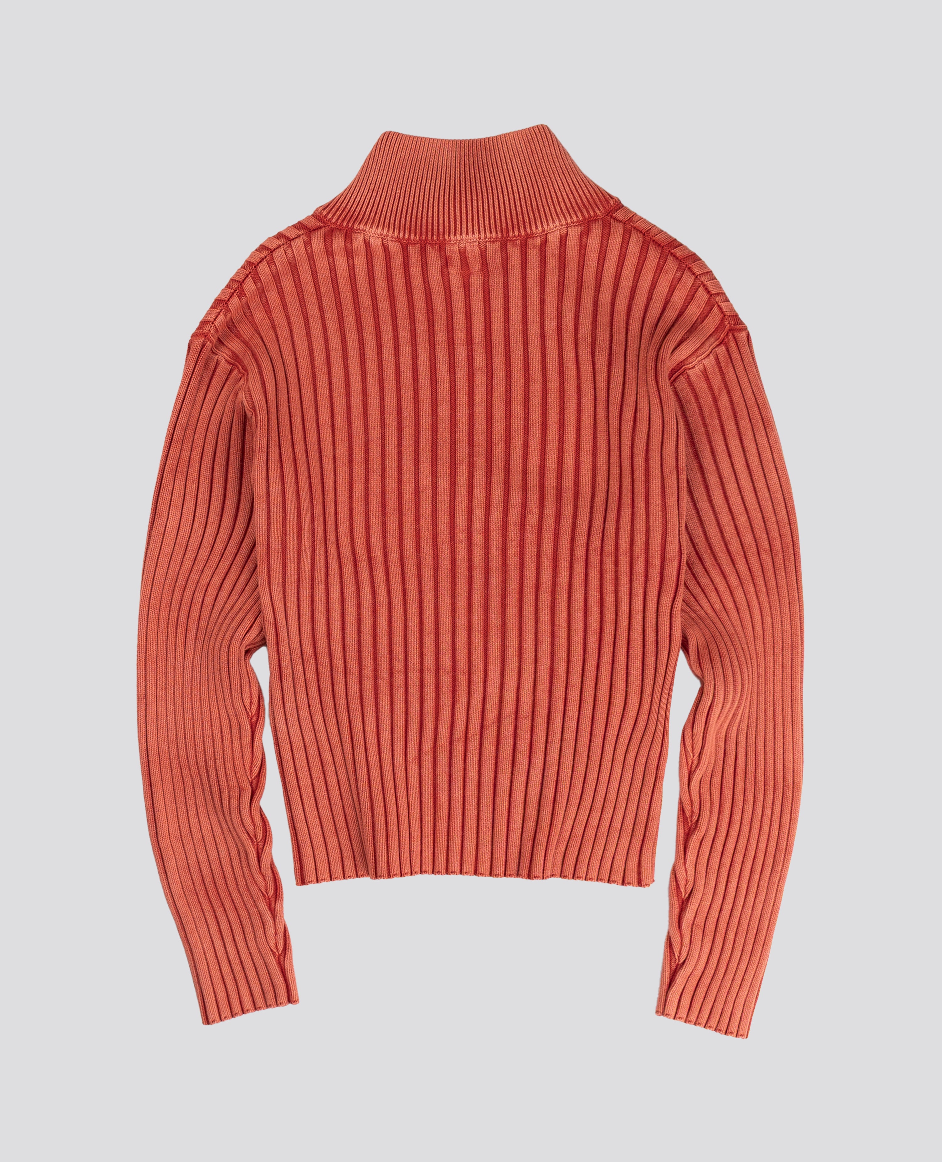 RED FITTED RIBBED KNITWEAR