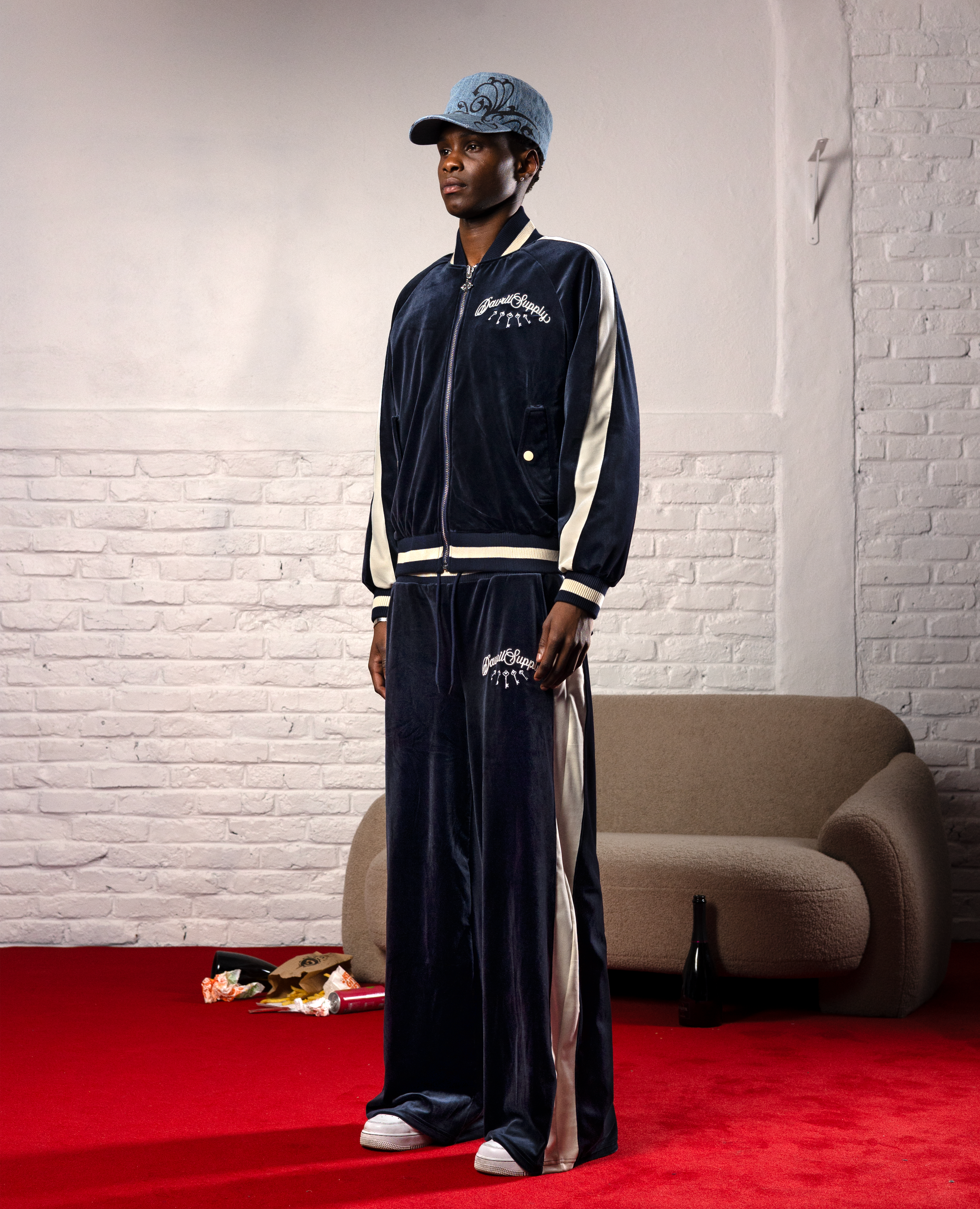 PALACEBLUE VELVET JOGGERS