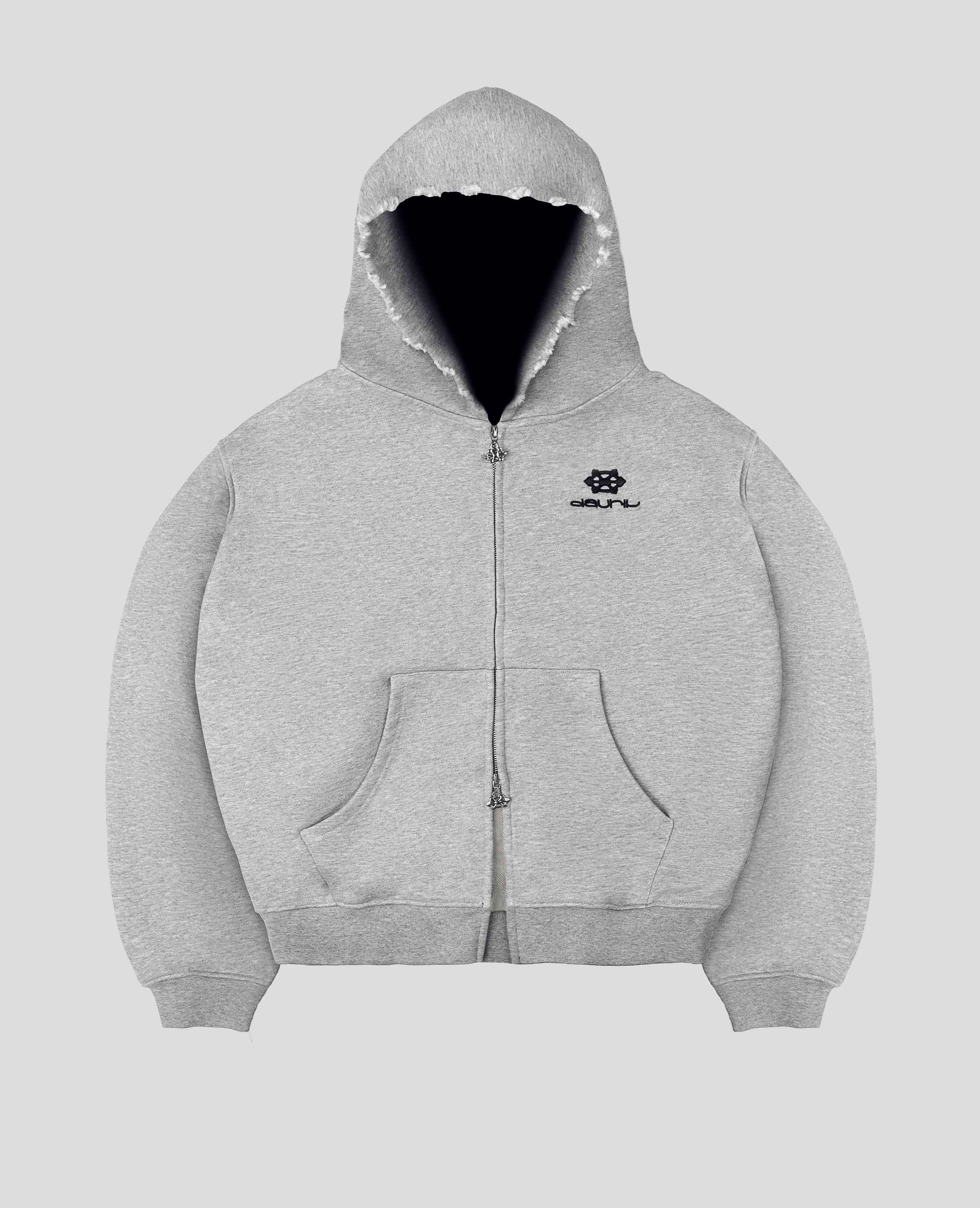 GREY DISTRESSED ZIP